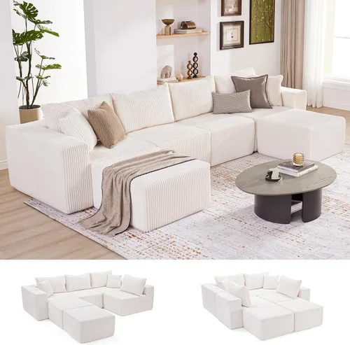 Miniatura 27 de Sofá modular de 108 pulgadas, sofá modular de nube con asiento profundo, moderno sofá modular en forma de L con diván, sofás tapizados sin hueso