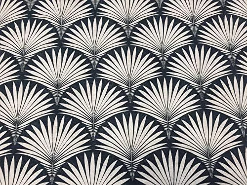 Miniatura 6 de LushFabric Tela de abanico floral de damasco geométrico Art Deco – Tapicería de cortina para decoración del hogar – 55 pulgadas de ancho – Negro
