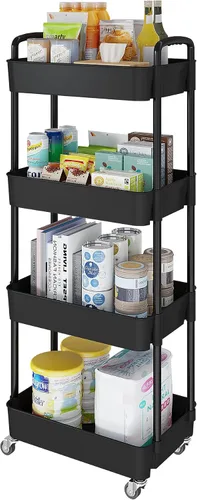 Miniatura 10 de Carritos de Almacenamiento de 3 Niveles Laiensia, Carrito Rodante Utilitario Multifunción Organizador de Almacenamiento de Cocina, Carrito
