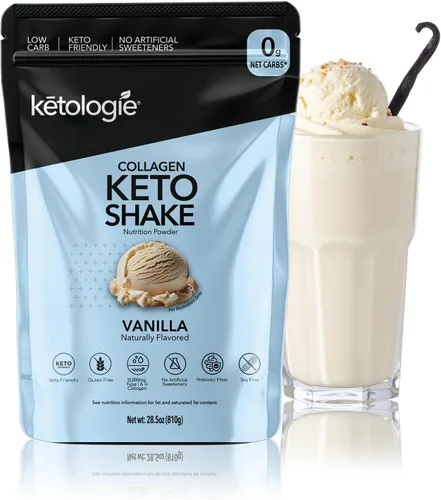 Miniatura 10 de Keto - Batido de colágeno con aceite de coco, prebióticos, péptidos de colágeno hidrolizados alimentados con pasto tipo I y III, bajo
