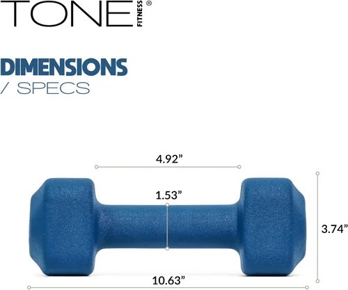 Miniatura 16 de Tone Fitness Pares de Mancuernas de Pesas de Neopreno con Cabeza Cuadrada Antirrodamiento Múltiples Opciones Azul
