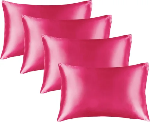 Miniatura 66 de Bedelite Funda de almohada de satén para el cuerpo, súper suave y refrescante, para el cabello y la piel, transpirable, sedosa y larga, 20 x 54 Rosa