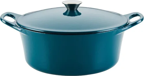 Miniatura 15 de Rachael Ray Horno holandés 3 en 1 de hierro fundido esmaltado con sartén/salteado, 4 cuartos de galón, gris