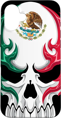 Miniatura 23 de iPhone 13 Pro Max Bandera de México - Estilo tribal de calavera mexicana - Funda hecha en México