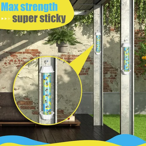 Miniatura 5 de Qualirey Trampa adhesiva para moscas con gancho para colgar, atrapador de vuelo adhesivo para interiores y exteriores, trampa para moscas domésticas
