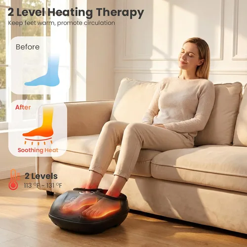 Miniatura 4 de COMFIER Elegible para HSA Masajeador de Pies Shiatsu con Calor, Masajeador de Pies FSA para Neuropatía Fascitis Plantar, Masajeador de Pies de Negro