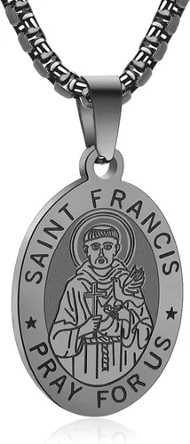 Miniatura 12 de Collar de patrón de santo, San Miguel/Virgen María/Rafael/Judá/Cristóbal/Benedicto/José/Patricio/Francisco/Florián/Tomás/Antonio, acero inoxidable