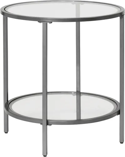 Miniatura 8 de Camber Elite - Juego de mesa auxiliar redonda de metal y vidrio, 35 pulgadas