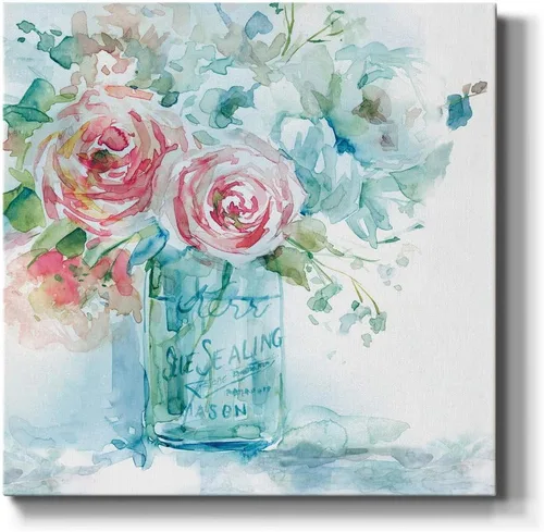 Miniatura 34 de WEXFORD HOME Cuadro Premium en Lienzo con Envoltura de Galería Floral Multicolor para Pared, Arte Abstracto Floral Romántico Moderno, Impresión