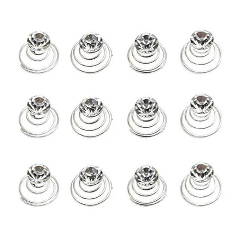 Miniatura 5 de canjoyn 24 horquillas para el cabello con gemas nupciales, espirales, espirales, espirales, para boda, espiral, tornados de cristal brillantes, Azul