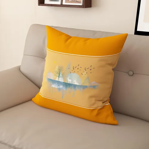 Miniatura 10 de Funda de almohada decorativa para sofá de sala de estar, patrón impreso de doble cara, funda de cojín naranja geométrica abstracta estilo nórdico