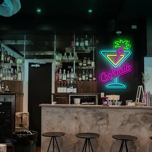 Miniatura 7 de Señal de Neón de Cócteles Letrero de Vaso de Cóctel Luces LED de Neón para Arte de Pared para Decoración de Bar de Cerveza Luces de Neón Dimmable