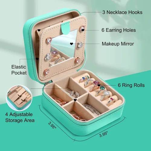 Miniatura 3 de Joyero de viaje para niñas y mujeres, caja de joyería con inicial W para niñas, joyero pequeño de viaje, joyero de viaje, caja organizadora