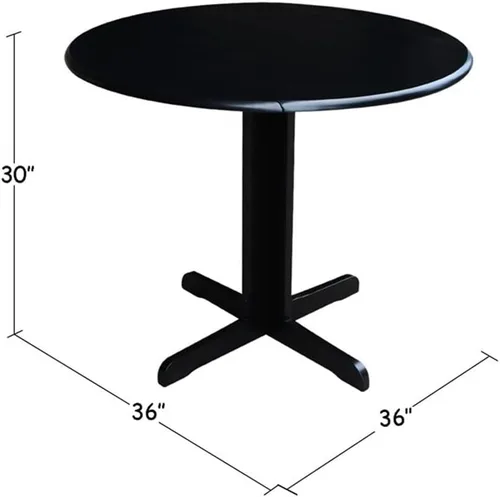 Miniatura 3 de International Concepts - Mesa de comedor de doble hoja caída, 36 pulgadas, color negro