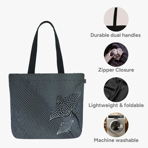 Miniatura 115 de Ecoright Bolsa de lona estética para mujer, bolsa grande con cremallera y bolsillo, bolsa de mano para mujer, para yoga, trabajo, playa