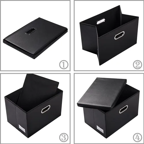 Miniatura 6 de PRANDOM - Cajas de almacenamiento grandes apilables con tapas (paquete de 5 unidades), contenedores organizadores de almacenamiento plegables