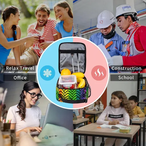 Miniatura 8 de Lonchera con aislamiento para mujer, bolsa de almuerzo con diseño de arco iris y orgullo gay para el trabajo, picnic, portátil