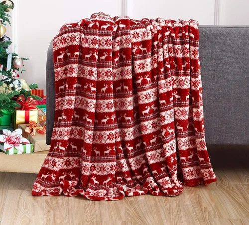 Miniatura 33 de Elegant Comfort Velvet Touch Ultra Lujosa Manta/Frazada de Vellón con Estampado Navideño de Vacaciones - 50 x 60 pulgadas, (Flor de Pascua), 50 x 60