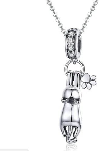 Eternalll - Encantadores dijes de perro de la suerte de gatos de la suerte, cuentas de plata de ley S925 con cuentas de cristal de Murano para