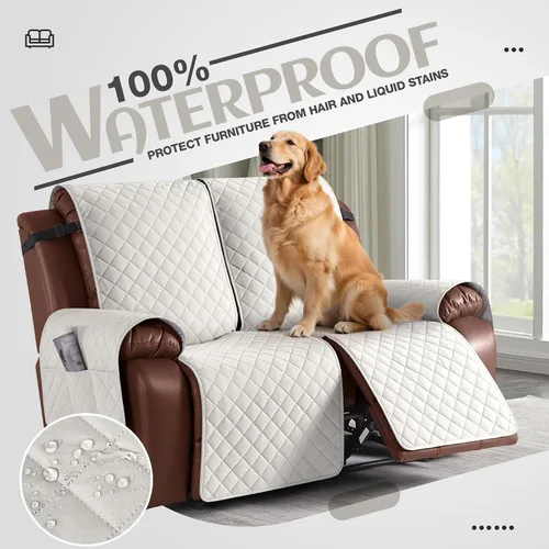 Miniatura 3 de KinCam Funda impermeable para sofá biplaza reclinable, funda antideslizante para sofá reclinable de 2 asientos, funda de sofá reclinable, protector