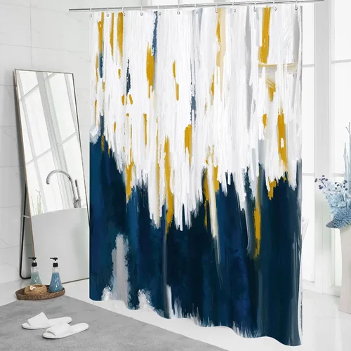 Miniatura 2 de MitoVilla Cortina de Ducha Pequeña Negra para Cabina 36 x 72 pulgadas, Juego de Cortinas de Ducha Angostas de Media Talla Abstracto Degradado