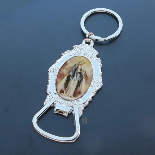Miniatura 7 de Nuestra Señora de Gracia Llavero Abrebotellas (12 piezas) Virgen Milagrosa Llaveros Memoria Regalo Religioso Aniversario Iglesia Evento, plateado