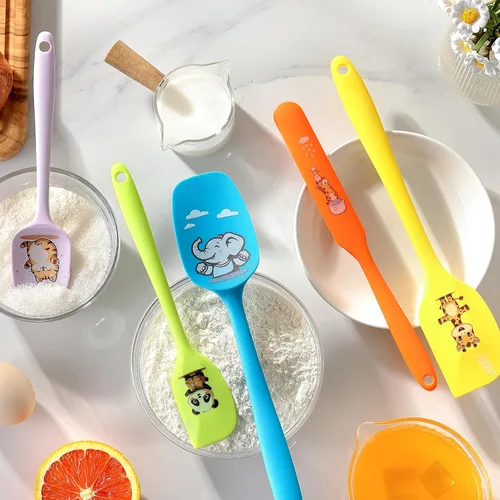 Miniatura 8 de 5 piezas de juego de espátulas de silicona de goma, DQELFA espátulas resistentes al calor de grado alimenticio para uso en la cocina, para cocinar