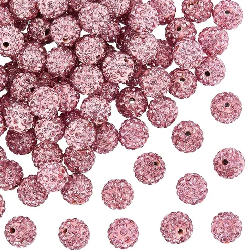 Miniatura 10 de PH PandaHall 100 cuentas de diamantes de imitación negros de 0.394 pulgadas (0.394 in) cuentas de arcilla negra de polímero de cristal de arcilla