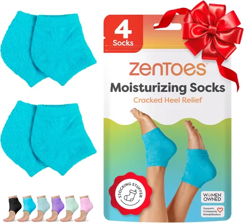 ZenToes Calcetines hidratantes para tratamiento de talón agrietado, vitamina E, calcetines de talón con infusión de aceite de oliva y aceite de Azul