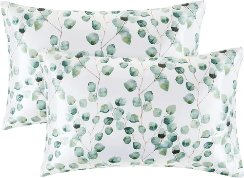 Miniatura 58 de EXQ Home - Funda de almohada de satén para cuidar el cabello y la piel, tamaño estándar, de seda con estampado negro, juego de 2 fundas con cierre