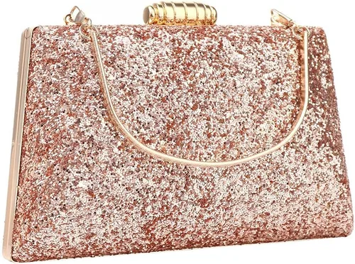 Miniatura 3 de YYW Bolso de noche brillante con purpurina para fiesta, bolso de hombro con cadena extraíble