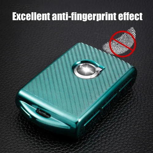 Miniatura 3 de Funda para llavero de automóvil con textura de fibra de carbono de TPU con llavero que se adapta a Volvo XC90, XC60, XC40, S60, S90, V90, V60