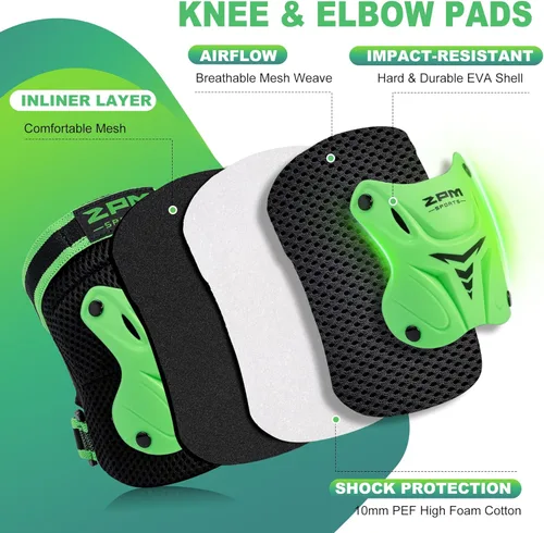 Miniatura 3 de 2PM SPORTS Rodilleras para niños, muñequeras y coderas con bolsa de cordón, juego de equipo de protección para niñas y niños, patinaje sobre ruedas