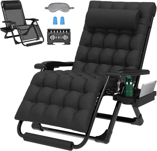 ZENPETIO Silla de gravedad cero de gran tamaño, silla reclinable de gravedad cero XXL de 33 pulgadas, silla antigravedad para interiores y
