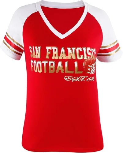 Miniatura 11 de Camisetas raglán Athletic City para mujeres fanáticos del fútbol - Azul marino y blanco