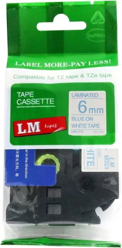 Miniatura 32 de Paquete de 1 unidad LM Tapes LMe511 Premium de 1/4 de pulgada con impresión negra en etiqueta azul compatible con Brother TZe-511 P-Touch, incluye