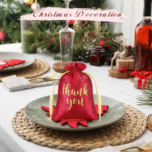 Miniatura 6 de Sieral 50 Piezas Bolsas de Regalo de Satén de Agradecimiento con Cordón Bolsas de Joyería Dulces para Mujeres Navidad Boda Baby Shower Cumpleaños