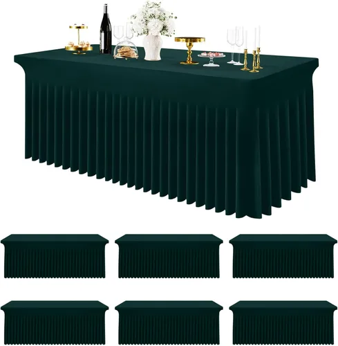 Miniatura 16 de Smiry Mantel de Spandex Paquete de 6, Mantel Elástico Ajustable Extensible para Mesas Rectangulares de 4 Pies, Cubierta de Mesa Impermeable Lavable