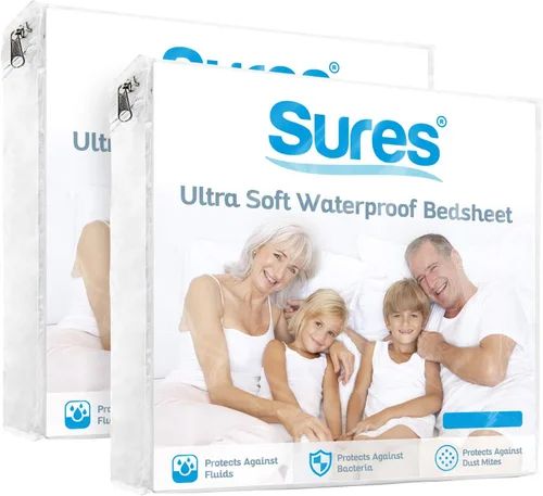 Sures Protector de colchón impermeable – Sábana bajera lavable a máquina – Funda de cama sin vinilo – para niños, adultos y ancianos