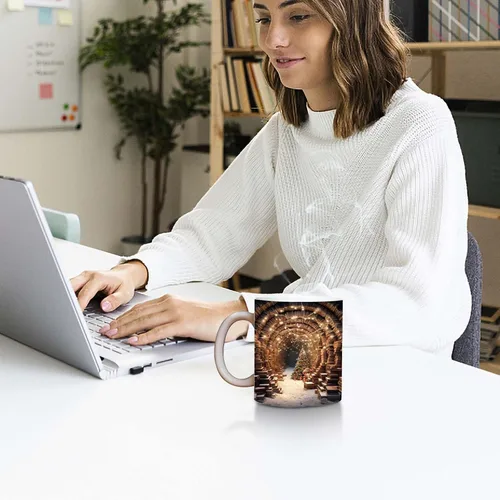 Miniatura 4 de Taza de café 3D con agujero en una pared de 11 onzas, diseño de estante de biblioteca, taza multiusos para el espacio creativo, regalo