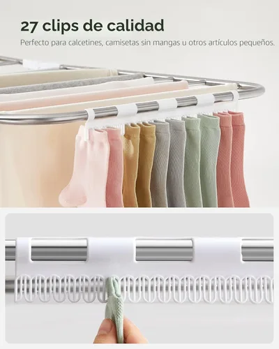 Miniatura 4 de SONGMICS ULLR053W01V1 - Tendedero plegable de dos niveles para ropa, estante de secado de ropa para lavandería, secador de ropa independiente