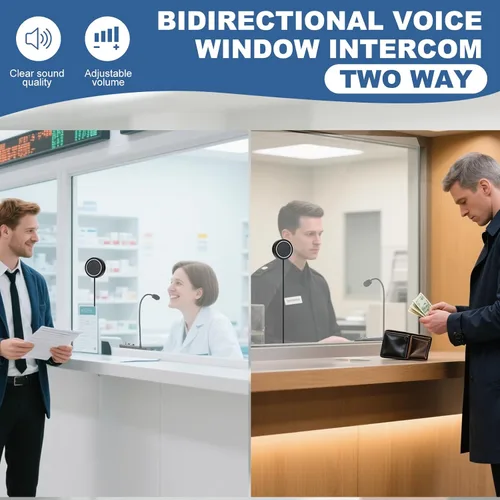 Miniatura 2 de Intercomunicador de ventana, sistema de altavoces de ventana de doble vía para negocios, banco, oficina, hospital, mostrador, tienda, estación