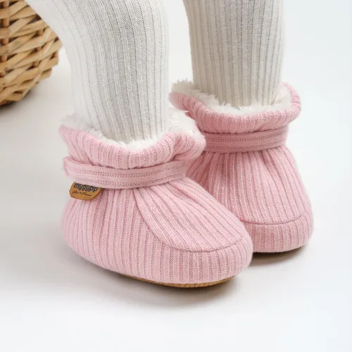 Miniatura 27 de Botines de forro polar para bebés, niños y niñas, pantuflas antideslizantes con agarre suave, zapatos de calcetín para recién nacidos, cuna