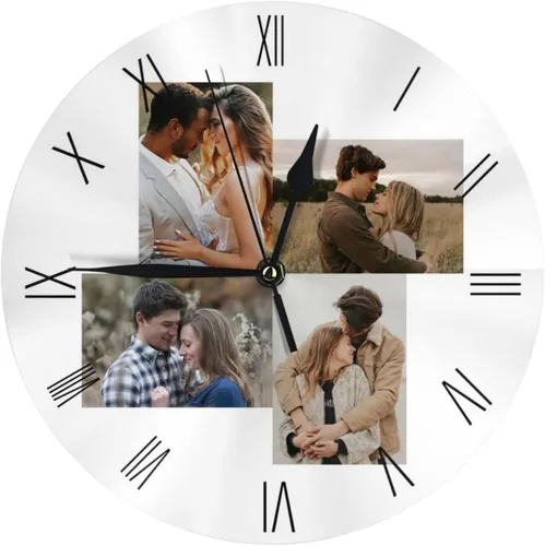 Miniatura 9 de Reloj de pared personalizado, 9.8 in redondo, texto fotográfico, electrónico silencioso, se adapta a la sala de estar, cocina, baño, decoración