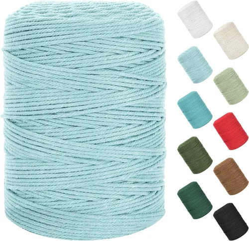 Miniatura 96 de Cordón de macramé de 0.079 in x 380 yardas (1140 pies), cuerda de algodón natural para colgar en la pared, ganchos de plantas, manualidades, Beige
