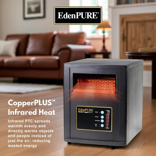 Miniatura 2 de EdenPURE Classic CopperPLUS Calentador de Infrarrojos — Calentador de Zona de 1500 W Ahorro de Energía para Habitaciones Grandes hasta 1000 pies