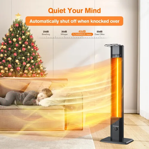 Miniatura 5 de FLOWBREEZE Calentador de patio, calentador portátil para exteriores, 1200 W, calefacción instantánea 3S, calentador infrarrojo con temporizador