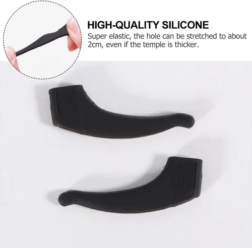 Miniatura 7 de Kit de 10 pares de ganchos de silicona antideslizante para gafas, funda antideslizante para gafas, juego de patas de silicona negra para un ajuste