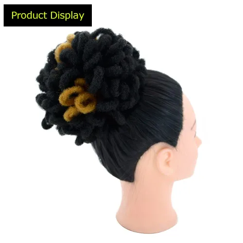 Miniatura 3 de Moños de Cola de Caballo con Cordón Negro Marrón Loc para Mujeres Negras Moño Rizado de Pétalo Loc Cola de Caballo de Rastas Trenzas Faux Locs Moño