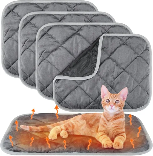 Miniatura 46 de Paquete de 4 Almohadillas Autocalentables para Gatos, Alfombrilla Autocalentable para Perros que Refleja el Calor Corporal, Almohadilla Térmica